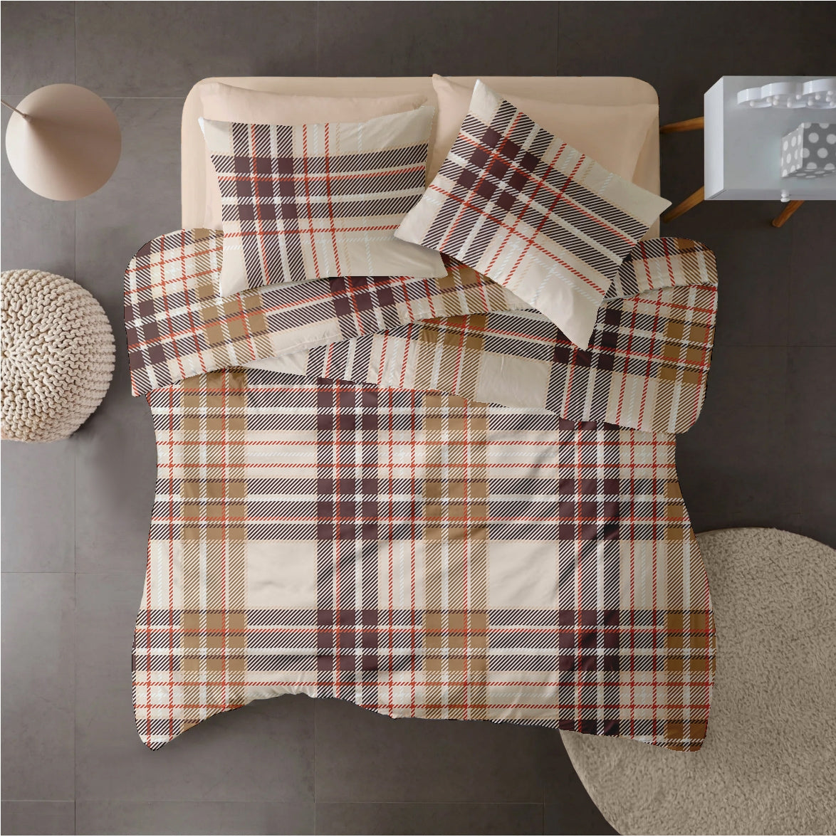 Lenjerie pat Renforce 100% bumbac, desen PLAID V1, cod RIU