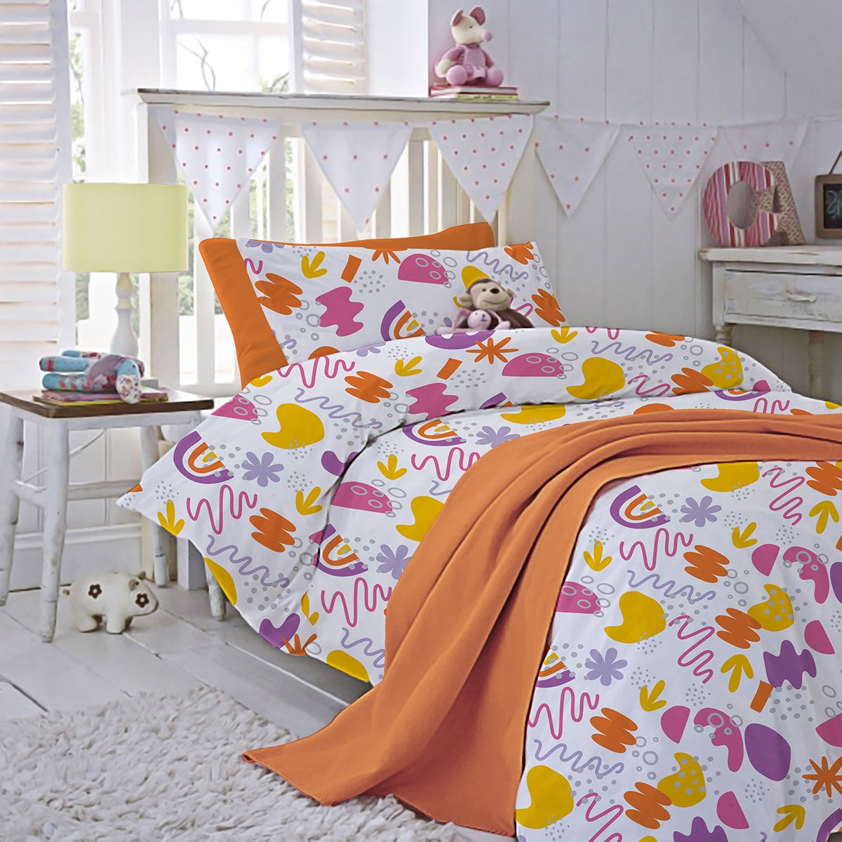 Lenjerie pat 100% bumbac Creponat, desen KINDERGARTEN PINK